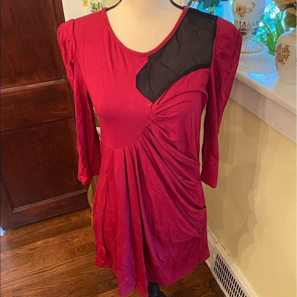 NWT Bel KazanDesigner Runway Red Black Stretch Dress Sz M